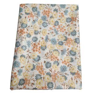 Vintage Blue Orange Cottage Cottagecore Flat Twin Sheet Fashion Manor Percale